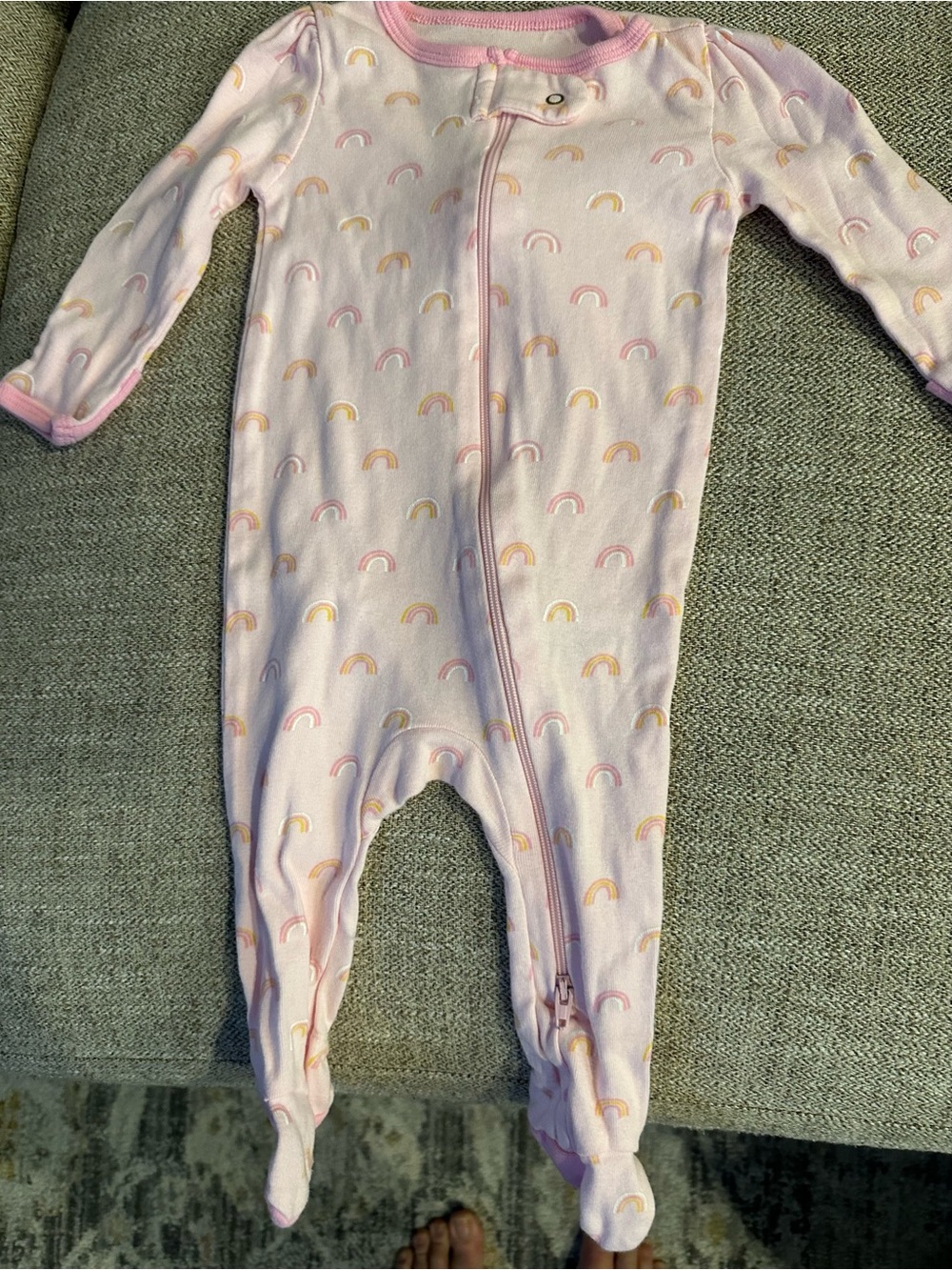 cloud island Pink Rainbow Footed One-Piece Pajama